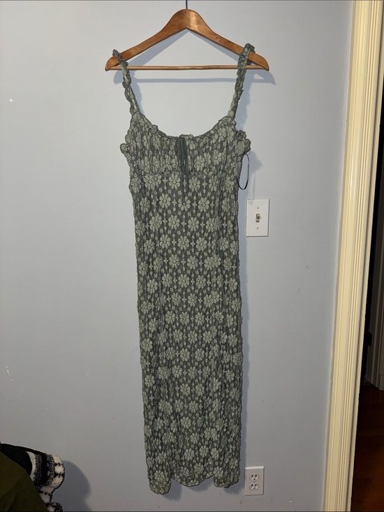 Free People Dresses & Skirts - Free People Sage Green Floral Smocked Maxi Dress